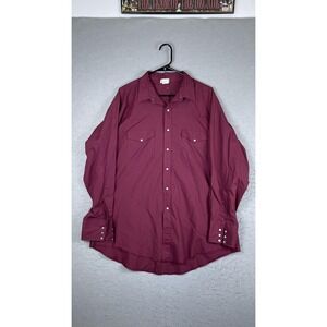 Saddlebrook Shirt Mens XL Red Solid Long Sleeve Western Snap Button Front Casual